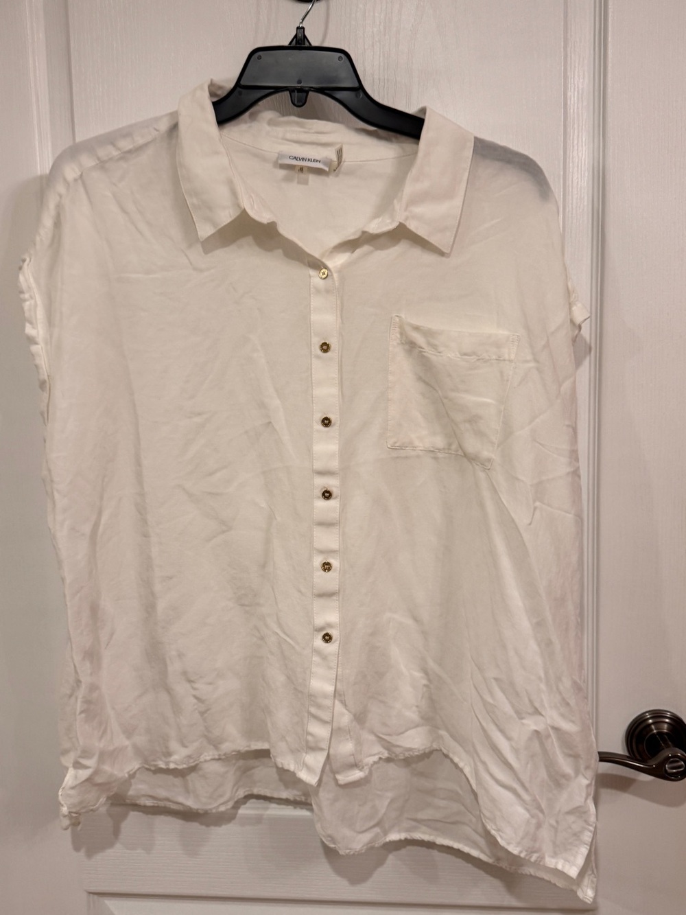 Calvin Klein Off-White Button-Down Pocket Blouse